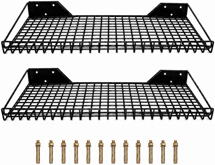2 Pack Garage Wall Shelf Heavy Duty Metal Storage Shelving 23.5"x12" Black