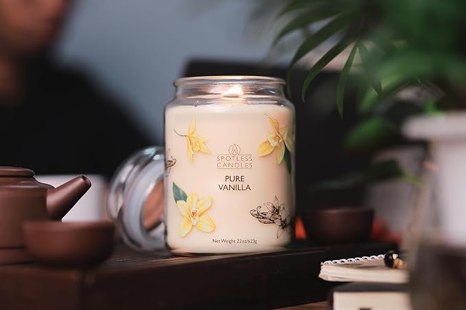 Vanilla Candle 22oz 16" x 9" Reusable Jar Candle 130 Hours Long Burn Time - Image 9