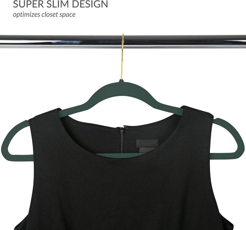 Simplify Slim Velvet Gold Hook Clothes Hangers | 100 Pack | Non-Slip| Closet ...