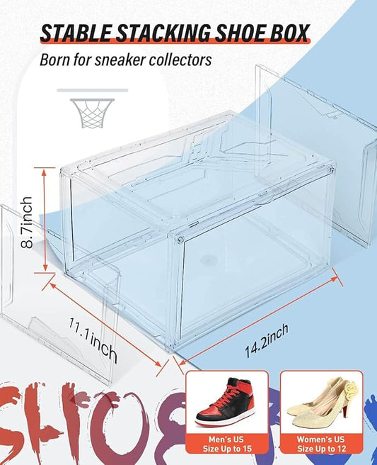 KDOR Shoe Box for sneakers,Closet, hat Clear Plastic Stackable 10 Pack Sneaker - Image 2