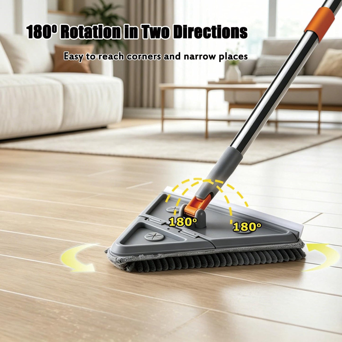 Upgraded Wall Cleaner Mop & Baseboard Cleaning Tool with 98" Long Handle, Duster Mop for Painted Wall, Ceilings, Windows, Floor, 2-in-1 Triangle & Rectangle Head with Squeegee, 10 Washable Pads