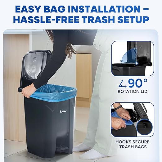 14 Gallon Step-On Trash Can/Container, Hands-Free Disposal - Image 2