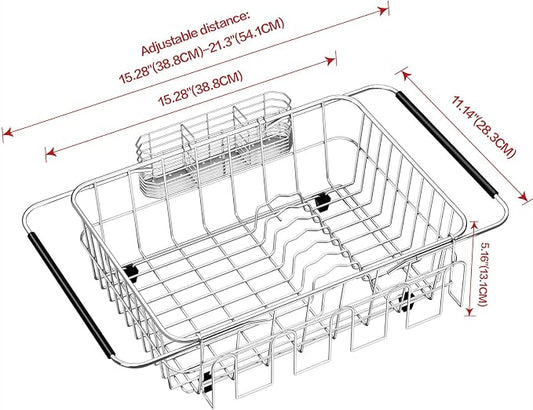 Dish Drying Rack in Sink, Extendable Stainless Steel Dish Drainers - Image 2