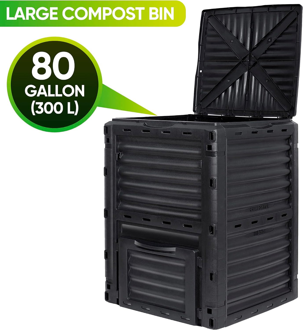 SUPER DEAL 80 Gallon Compost Bin, Outdoor 300 L Garden Composter, Large Capac...