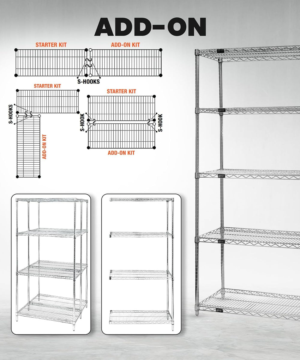 Quantum Storage Systems WR86-2472BK 4-Shelf Wire Shelving Unit, NSF-Certified...