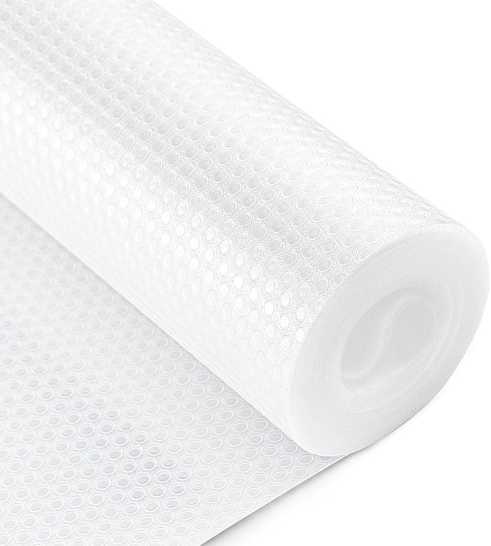 Shelf Liners for Kitchen Cabinets Non Adhesive Drawer Liners 24 x 118 Inch, EVA Material Refrigerator Liners Waterproof & Oilproof Roll for Bathroom, Kitchen, Cupboard, Desks, Shelves -Clear