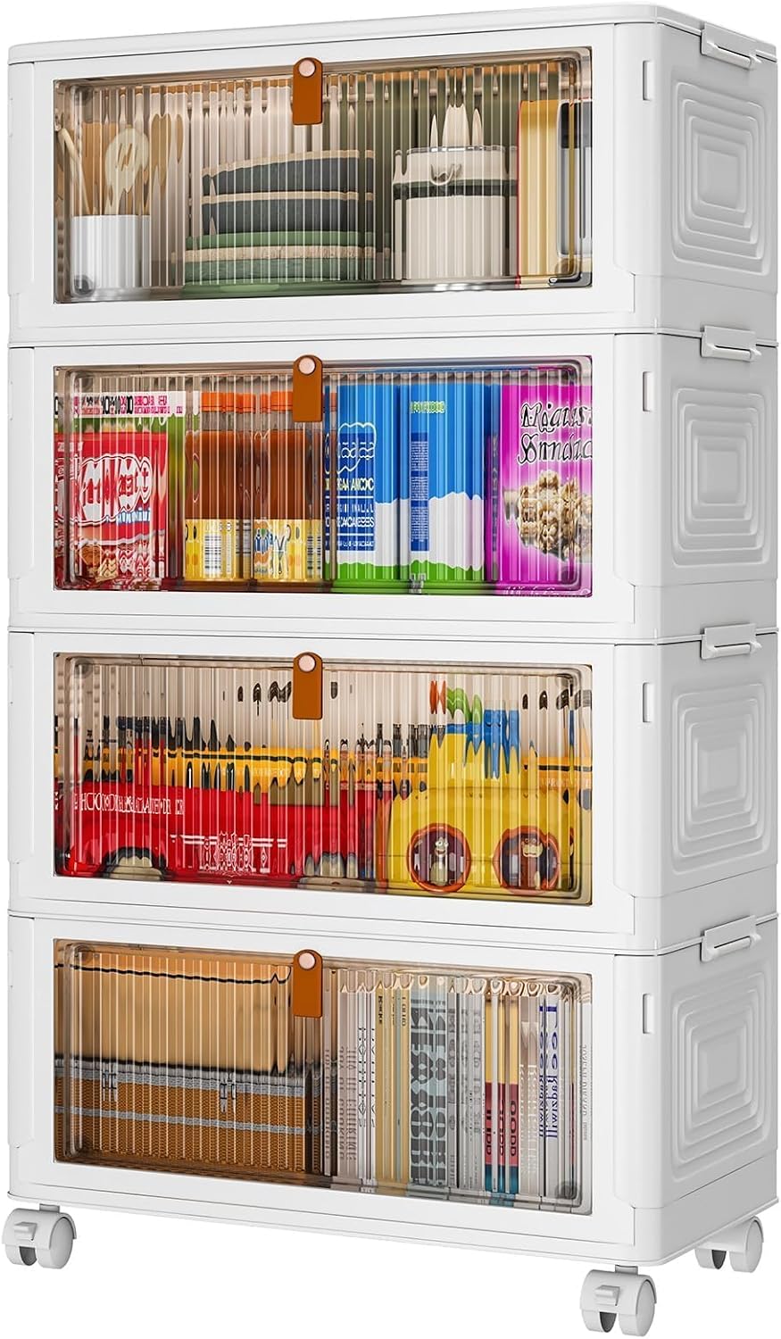 YFXCVSL 4 Tier Plastic Storage Bins with Lid 35QT, Stackable Storage Containe...