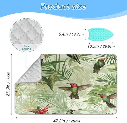 Green Anna Hummingbird and Palm Leaves Ironing Mat Thickened Ironing Blanket - Image 2