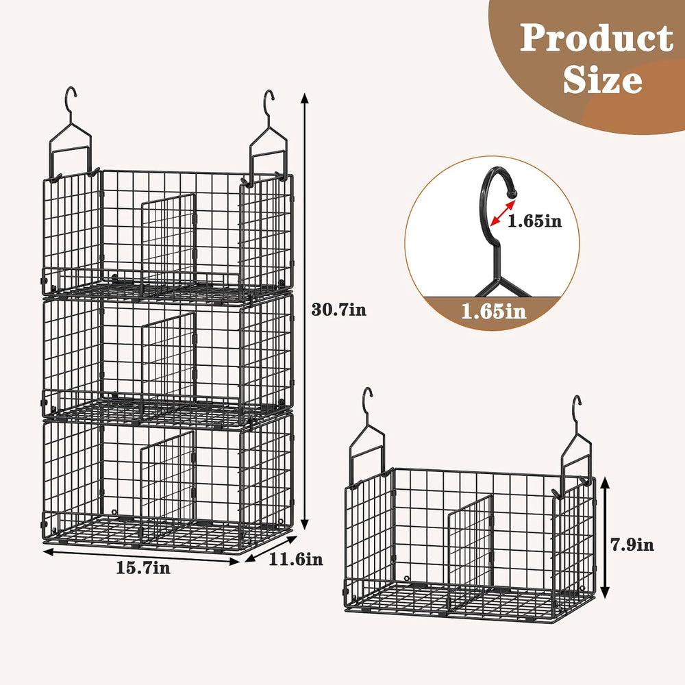 Sonyabecca 3-Tier Extra Large Closet Hanging Organizer with Dividers, Clothes...