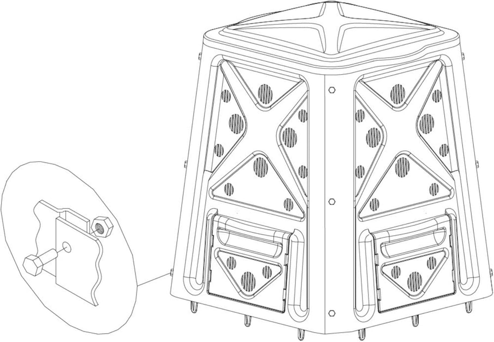Redmon Outdoor Compost Bin with Lift Off Lid, 4-Door Access & Vent Holes,...