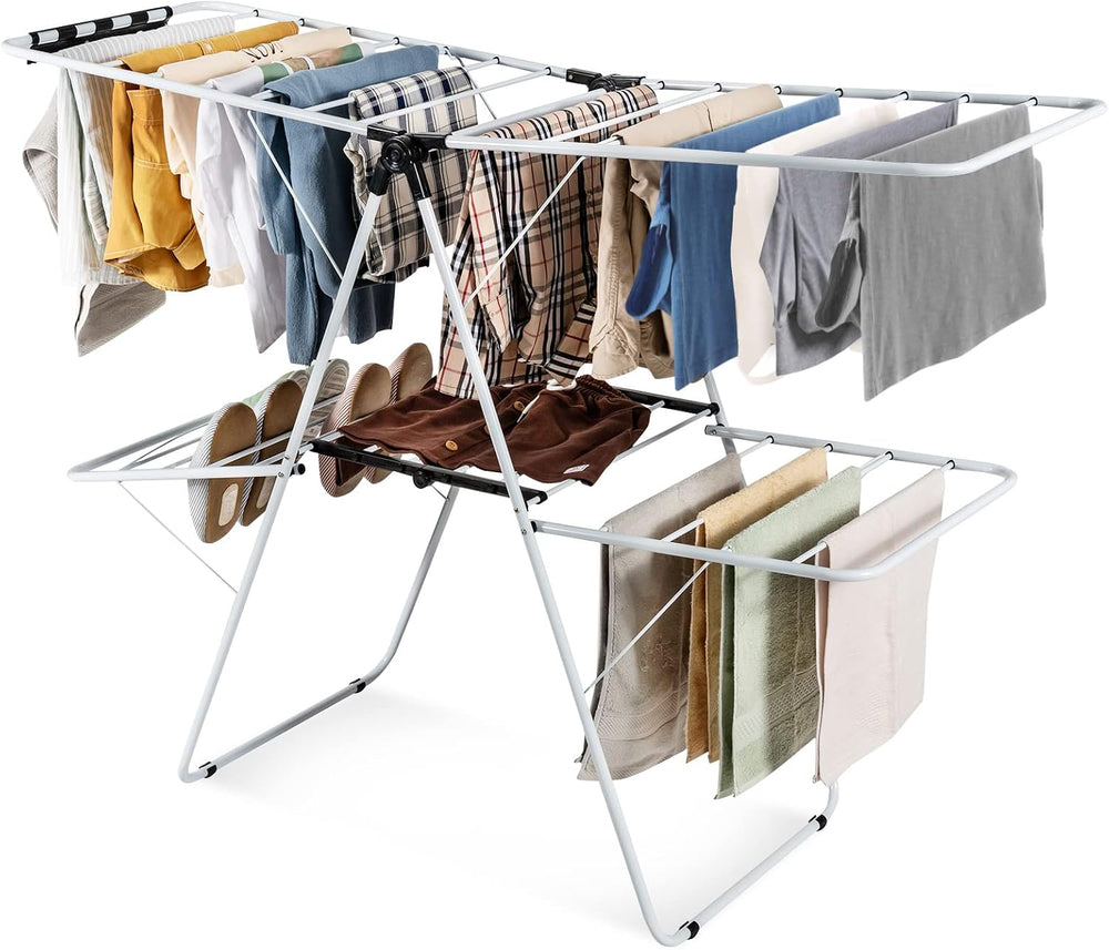 Nightcore 2-Layer Clothes Drying Rack, Aluminum Drying Rack with Adjustable H...
