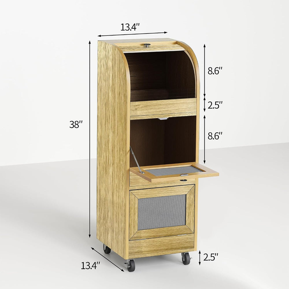 Wood Color Vegetable Storage Bin with Wheels & Ventilation
