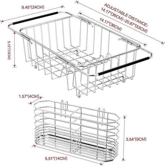 Dish Drainer Rack in Sink Adjustable, Expandable 304 Stainless Steel Metal Dish - Image 2