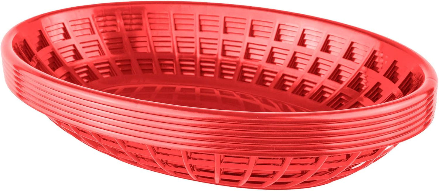 Bear Paws - Food Baskets - Plastic Basket - Oval Bread Baskets - Serving Basket - Restaurant Baskets - Deli Tray - Fries, Burgers, Crawfish - 6 Count, Red