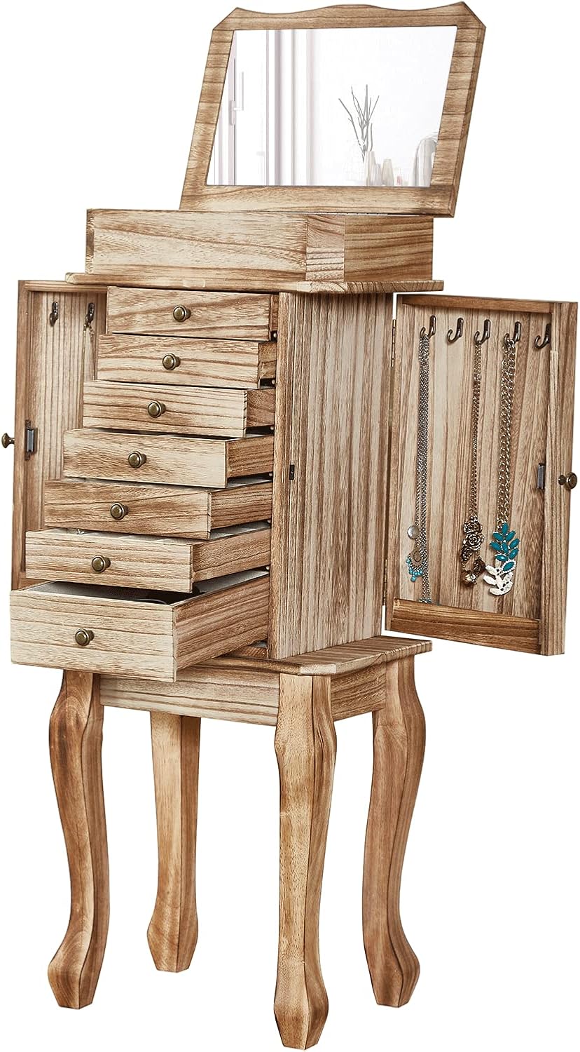 Emfogo Standing Jewelry Armoire, 7 Drawers & 2 Side Doors Jewelry Amoire ...