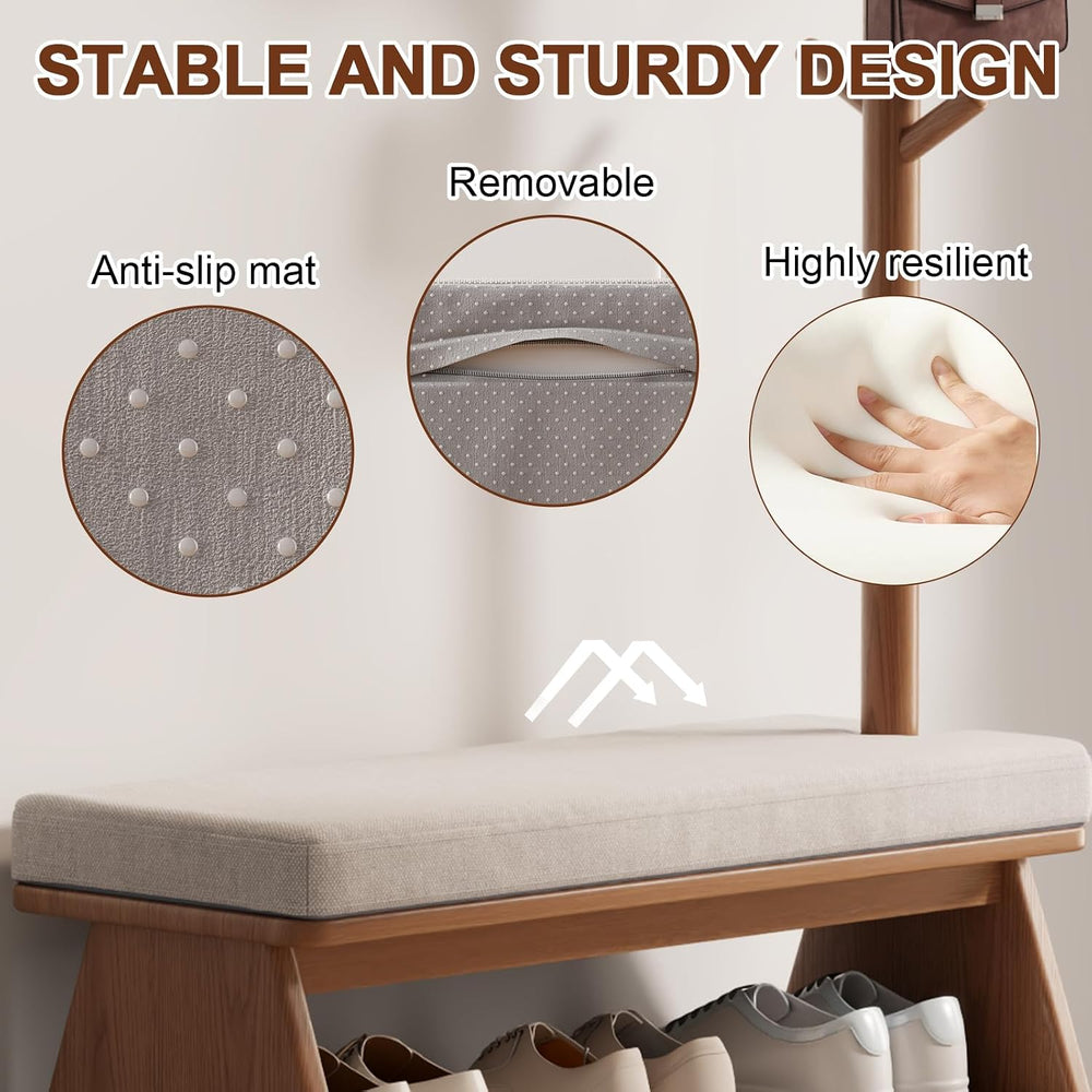 Coat Rack with Shoe Storage, Shoe Rack with 8 Hook, Walnut