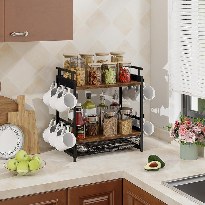 Coffee Bar Organizer for Countertop, Coffee Station Organizer