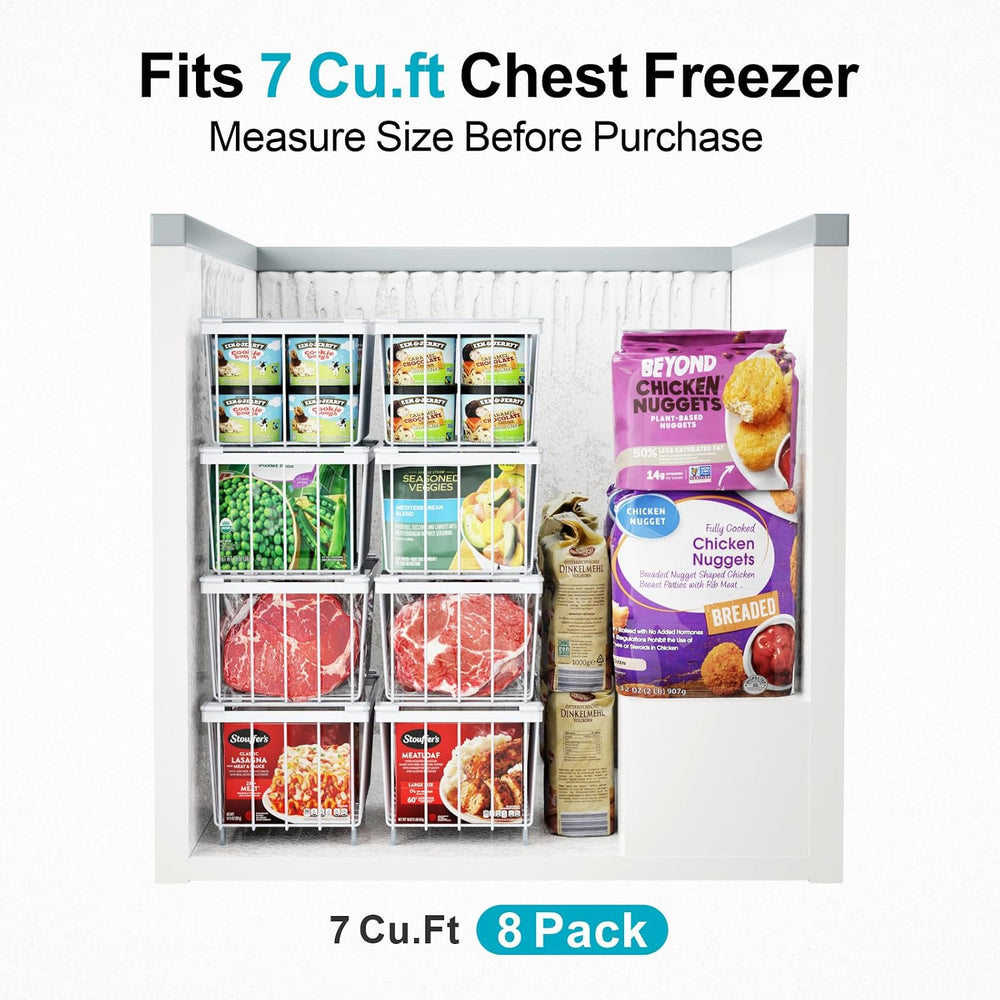 iSPECLE Chest Freezer Organizer Bins - Small Baskets for 7 Cu.Ft, 6 Pack