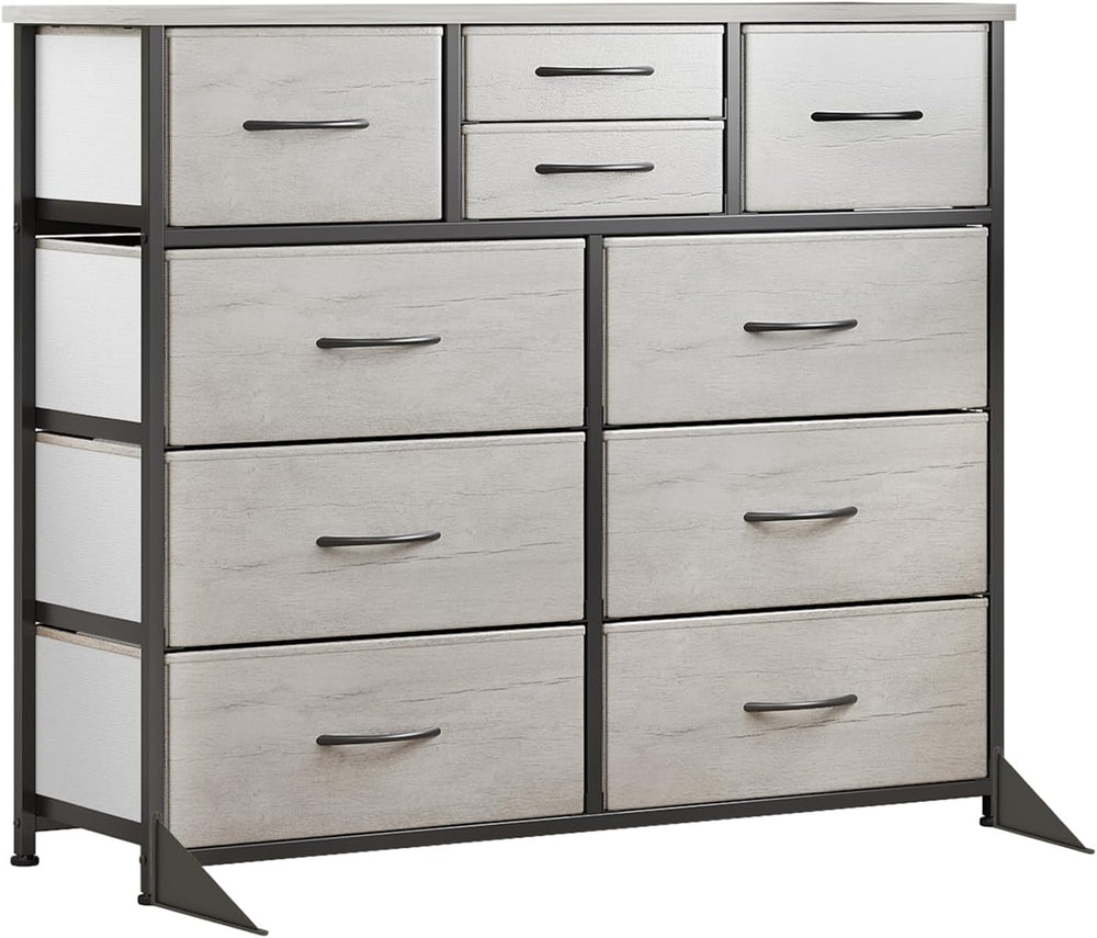 LUMTOK 10 Drawers Dresser with Fabric Bins for Bedroom,Closets,Greige