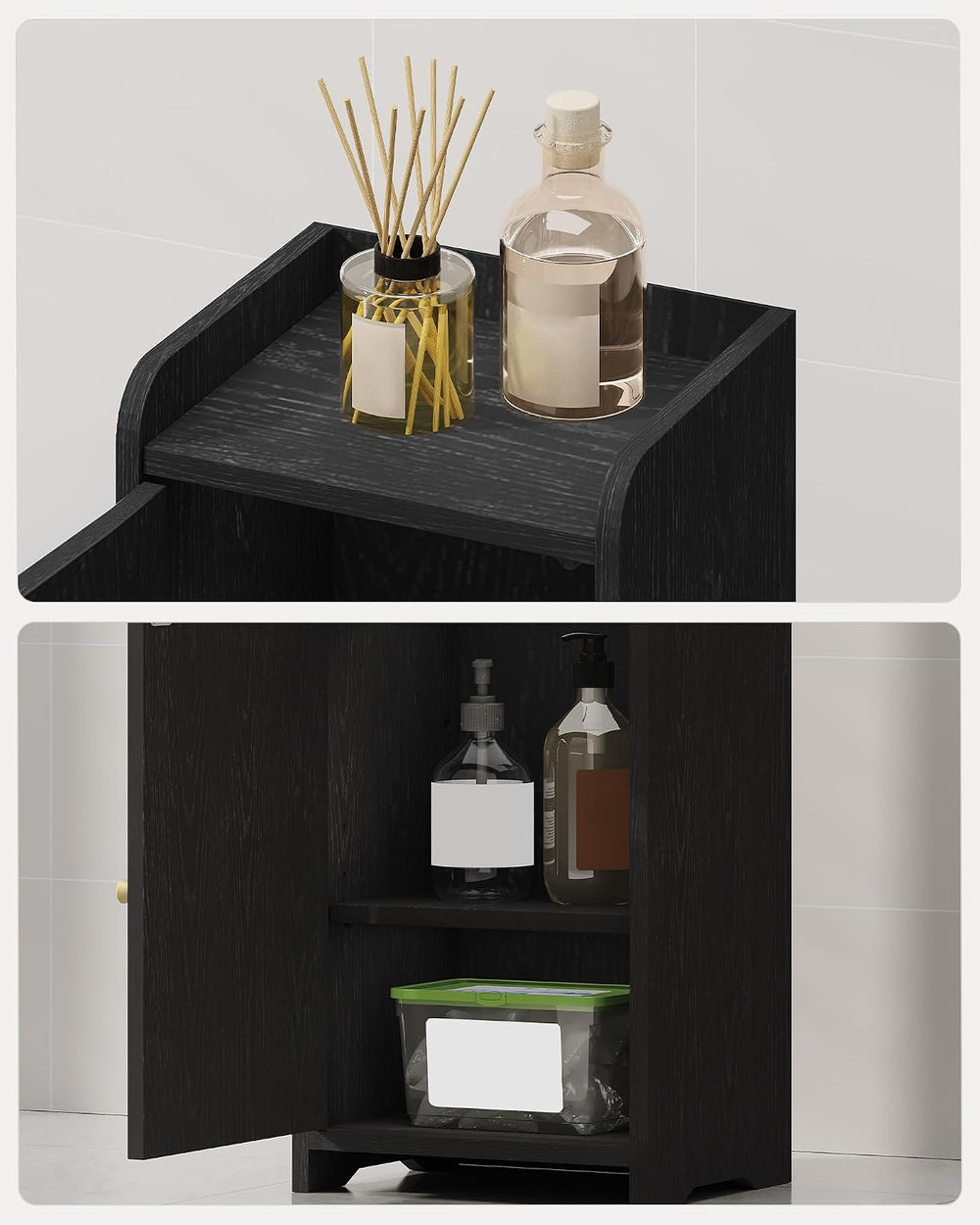 Hzuaneri Bathroom Storage Cabinet, Small Corner Floor Cabinet with 2 Doors
