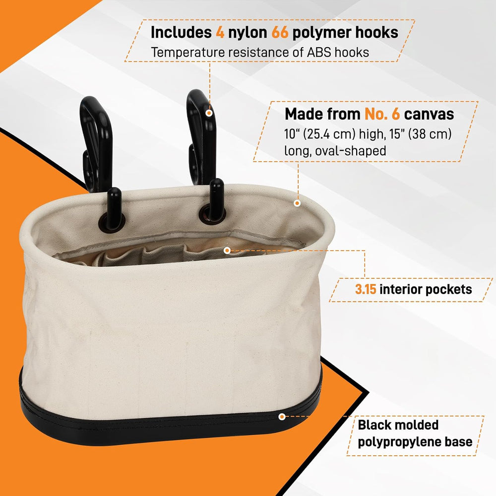 5144BHB Oval Hard-Body Bucket Tool Organizer,2 Set Canvas Bucket Bag with Bla...