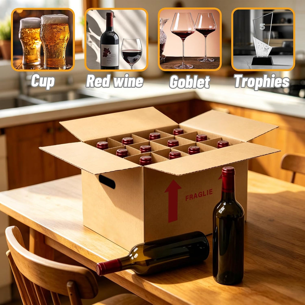 6-Pack 12-Bottle Wine Boxes for Moving 14"x12"x13" Wine Shippi...
