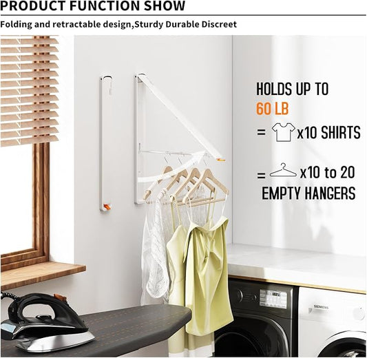 Clothes Drying Rack for Laundry Drying Rack Wall Mounted Clothes Hanger Rack - Image 2