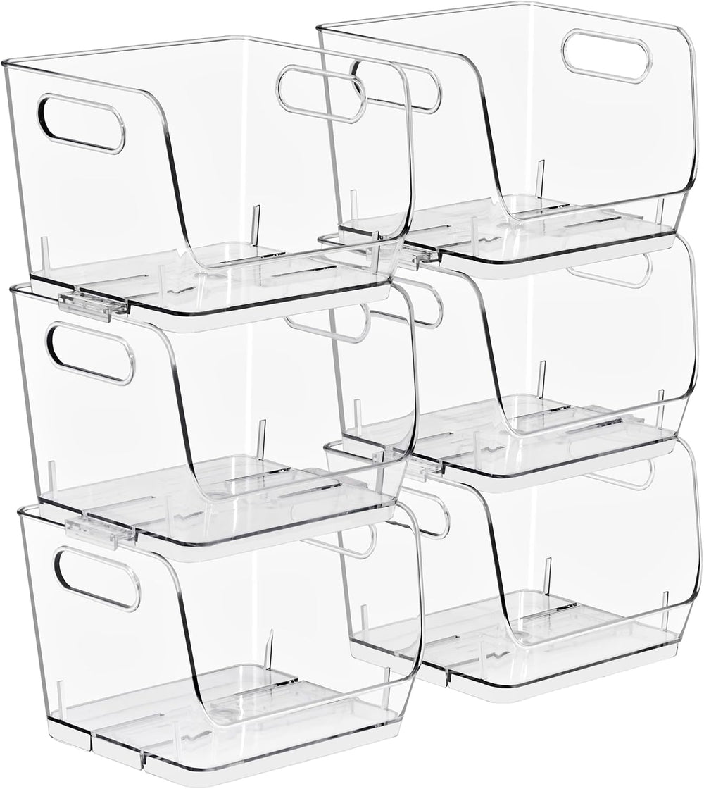 Sorbus Clear Pantry Organizer with Stackable Storage Bins, Open Front