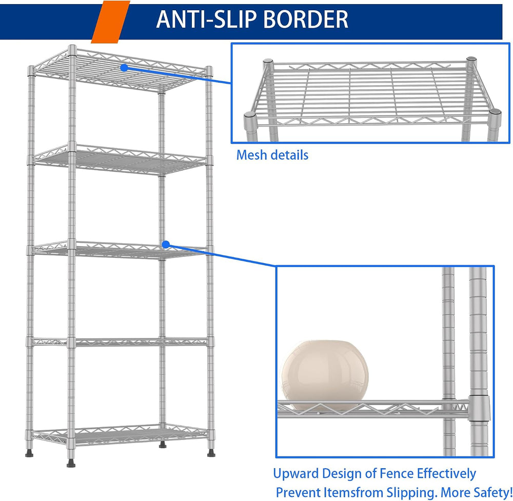 REGILLER 5-Wire Shelving Metal Storage Rack Adjustable Shelves,Standing Stora...