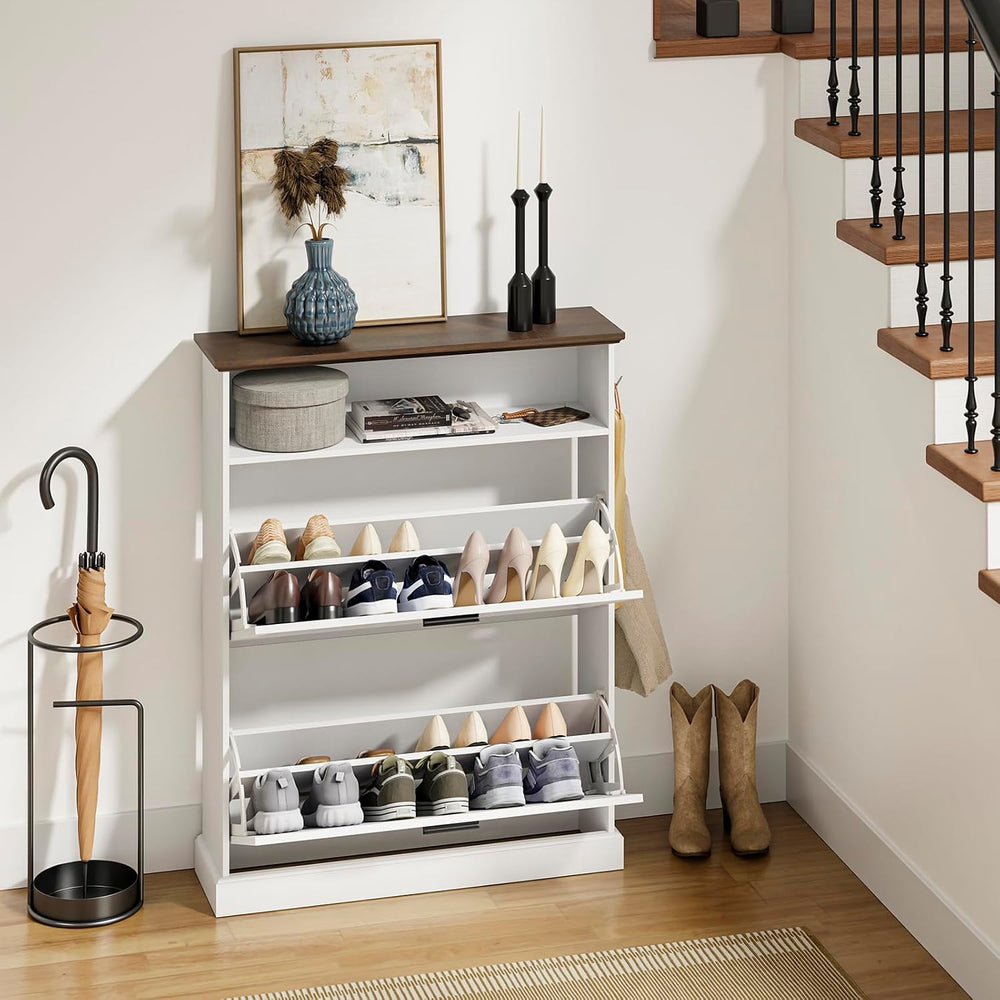 SoBuy Shoe Cabinet Storage with Open Shelf & Hooks