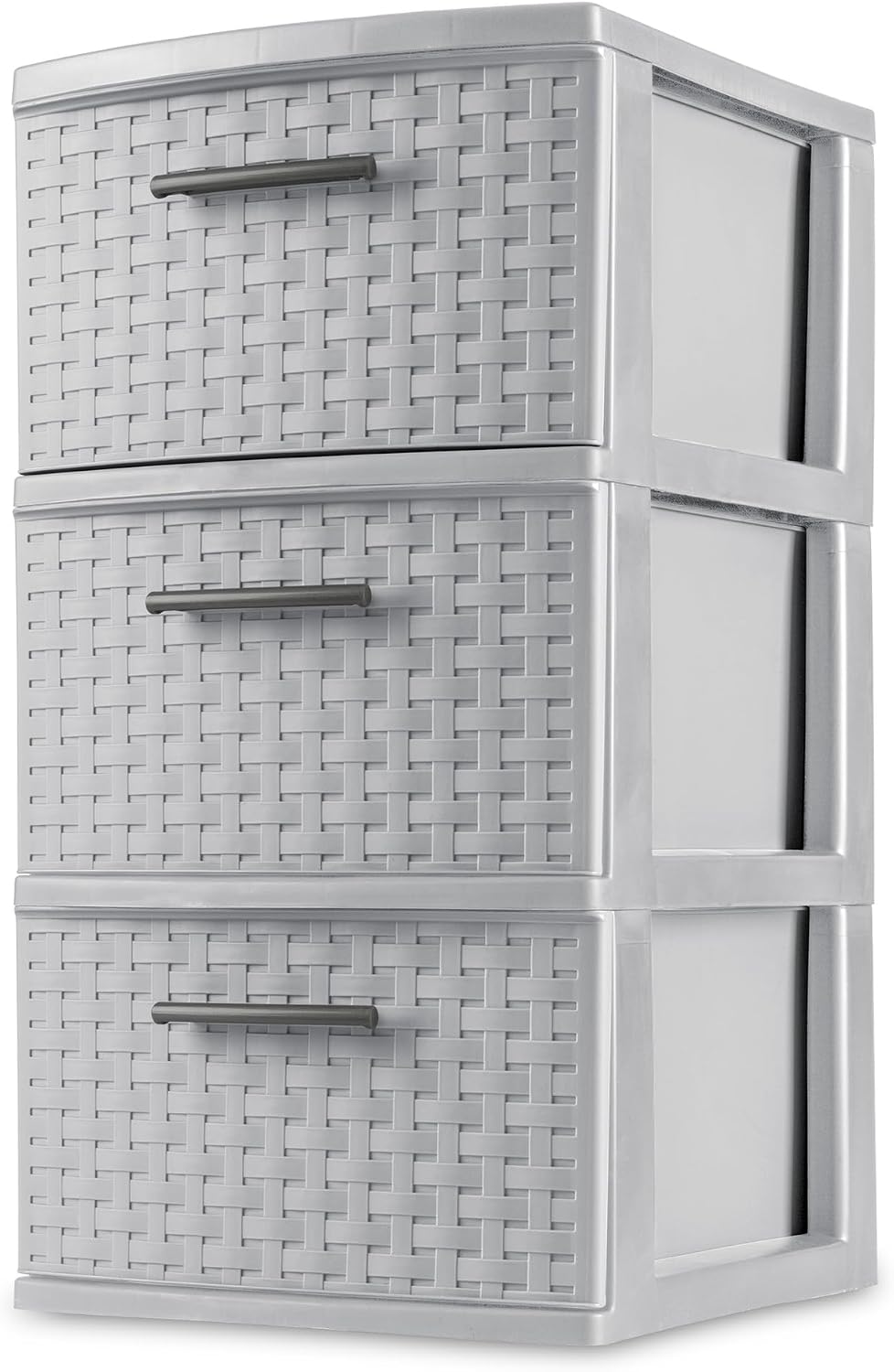 Sterilite Wide 3 Drawer Storage Organizer Tower, Cement, 2 Pack