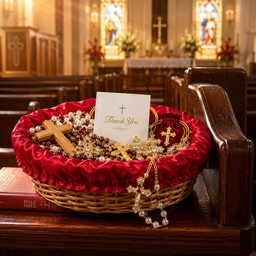 Hushee 3 Pack 9.1 Inch Round Offering Baskets for Church Wicker Offering Bask...