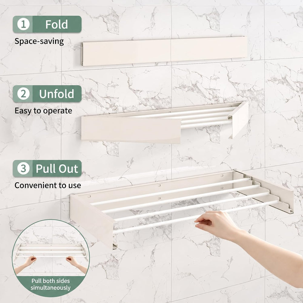 Wall Mounted Foldable Clothes Drying Rack with 60 lbs Supports