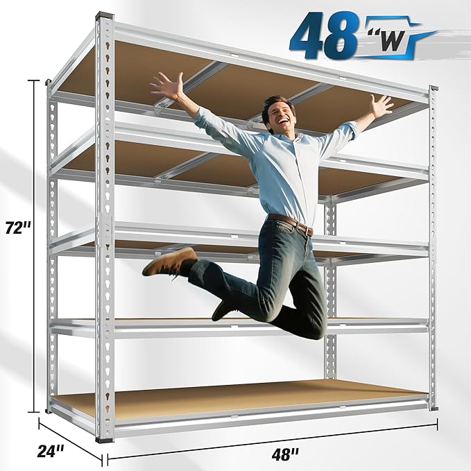 REIBII Garage Shelving, 5 Tier Storage Shelves Load 3020LBS, Adjustable Garage