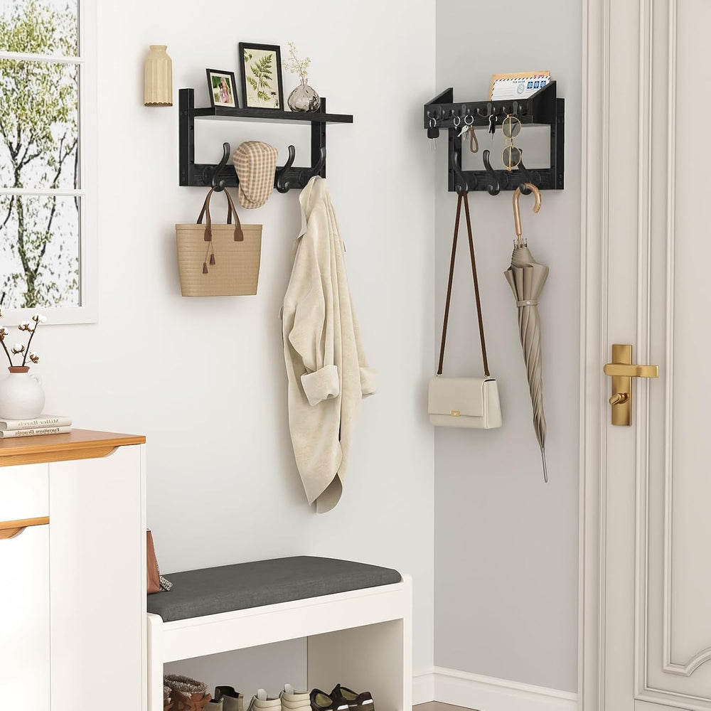 Evermagin 29" Coat Rack Wall Mount with Shelf & 11 Hooks, Entryway, ...