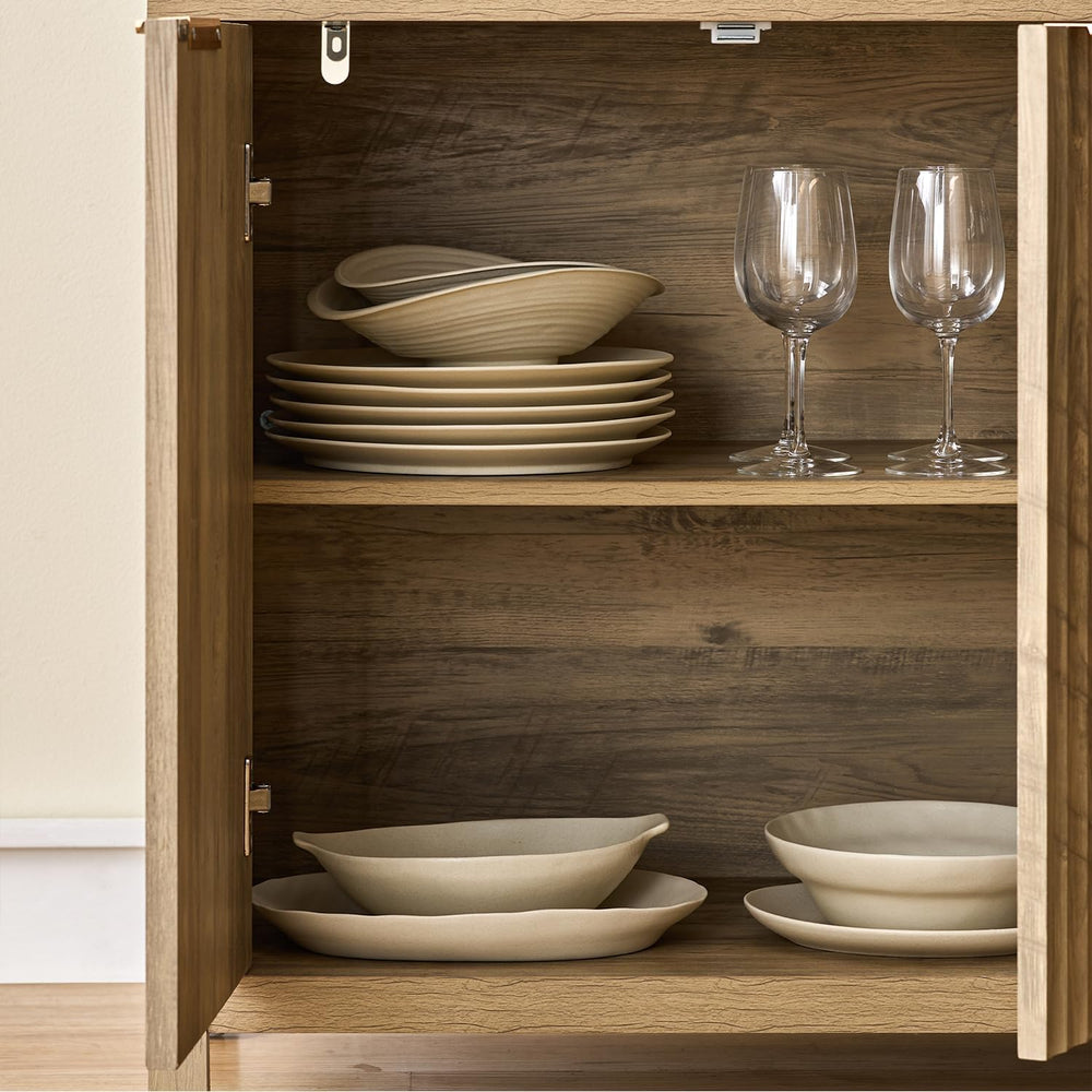 OAKHAM Home Oxford Storage Cabinet Fluted Sideboard Buffet with Adjustable Sh...
