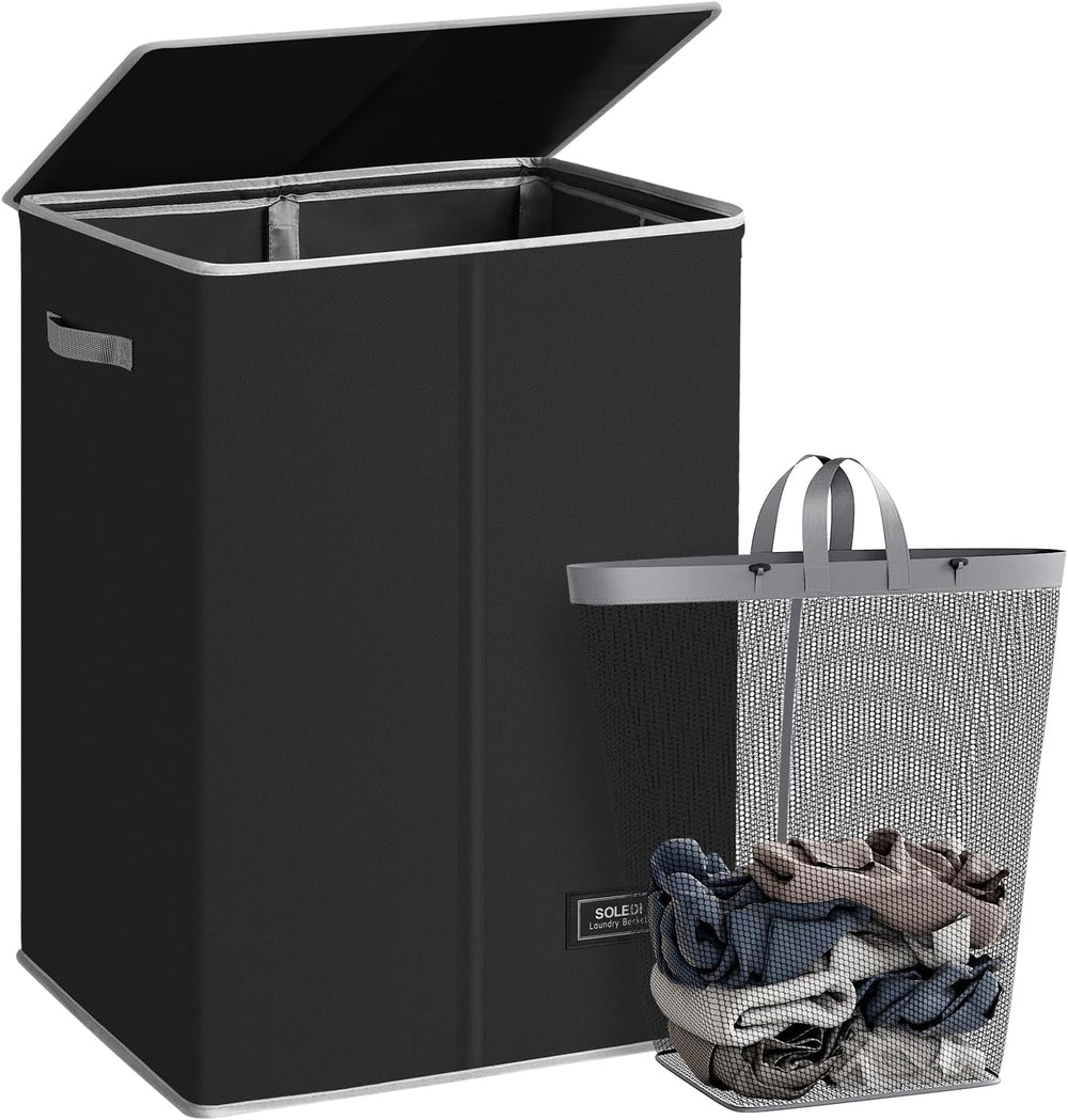 SOLEDI 130L Laundry Hamper with Lid, Large Collapsible Laundry Basket