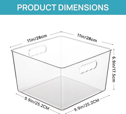 Vtopmart 6 Pack Extra Large Clear Plastic Storage Bins, 11x11 Cube Acrylic - Image 2