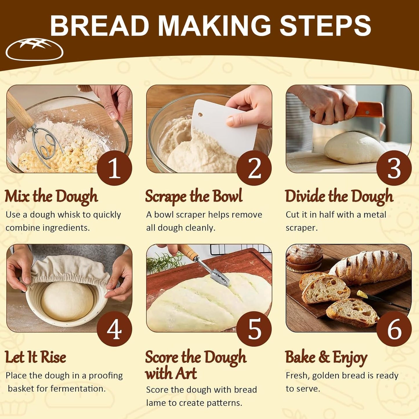 Sourdough Starter Kit, Banneton Bread Proofing Basket Set with Glass Starter Jar, 9" Round & 10" Oval Proving Basket Supplies, Complete Sourdough Bread Baking Tools Kit Gift for Bakers Women