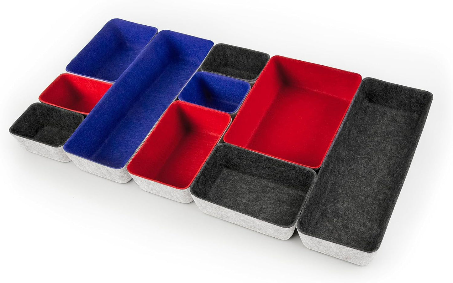 Three by Three Seattle Felt·Like·It! Felt Bins for Office, Crafts, Classroom, Living Room, Bedroom (Cream/Red/Navy, 10)
