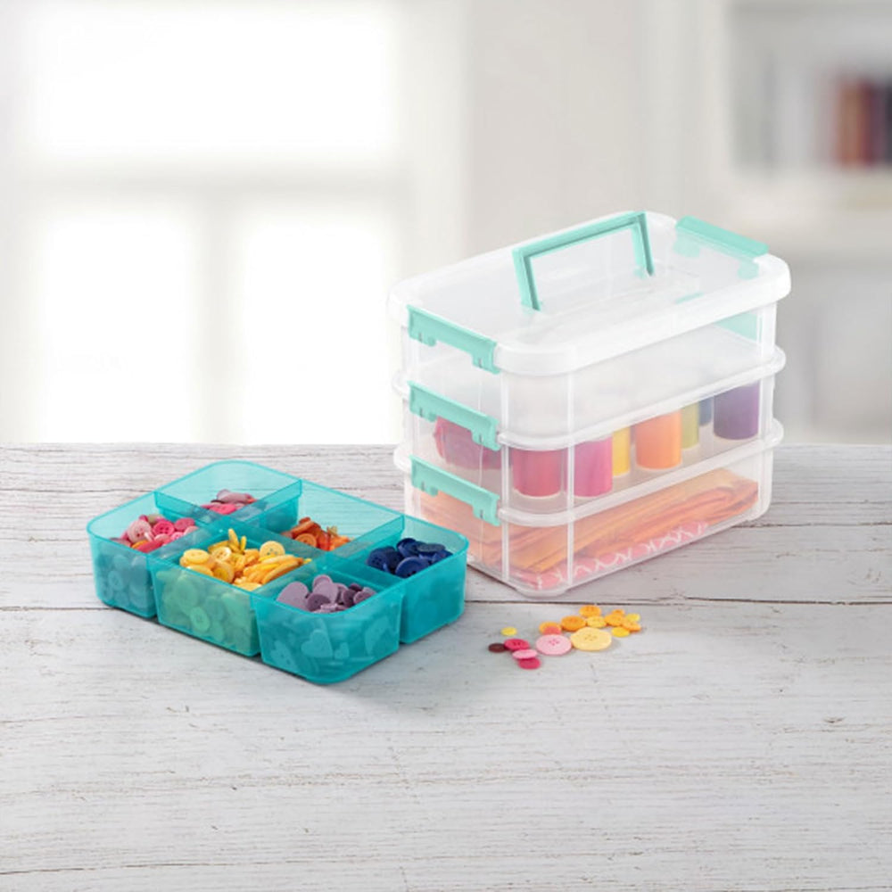 Sterilite 24 Pack Plastic Storage Box Container, 3 Layer, Stack and Carry, Cl...