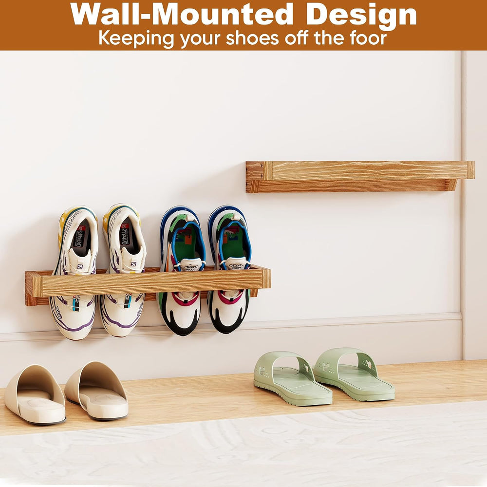 Nisorpa 20 Inch Rustic Burnt Wood Hanging Shoe Rack, Set of 4