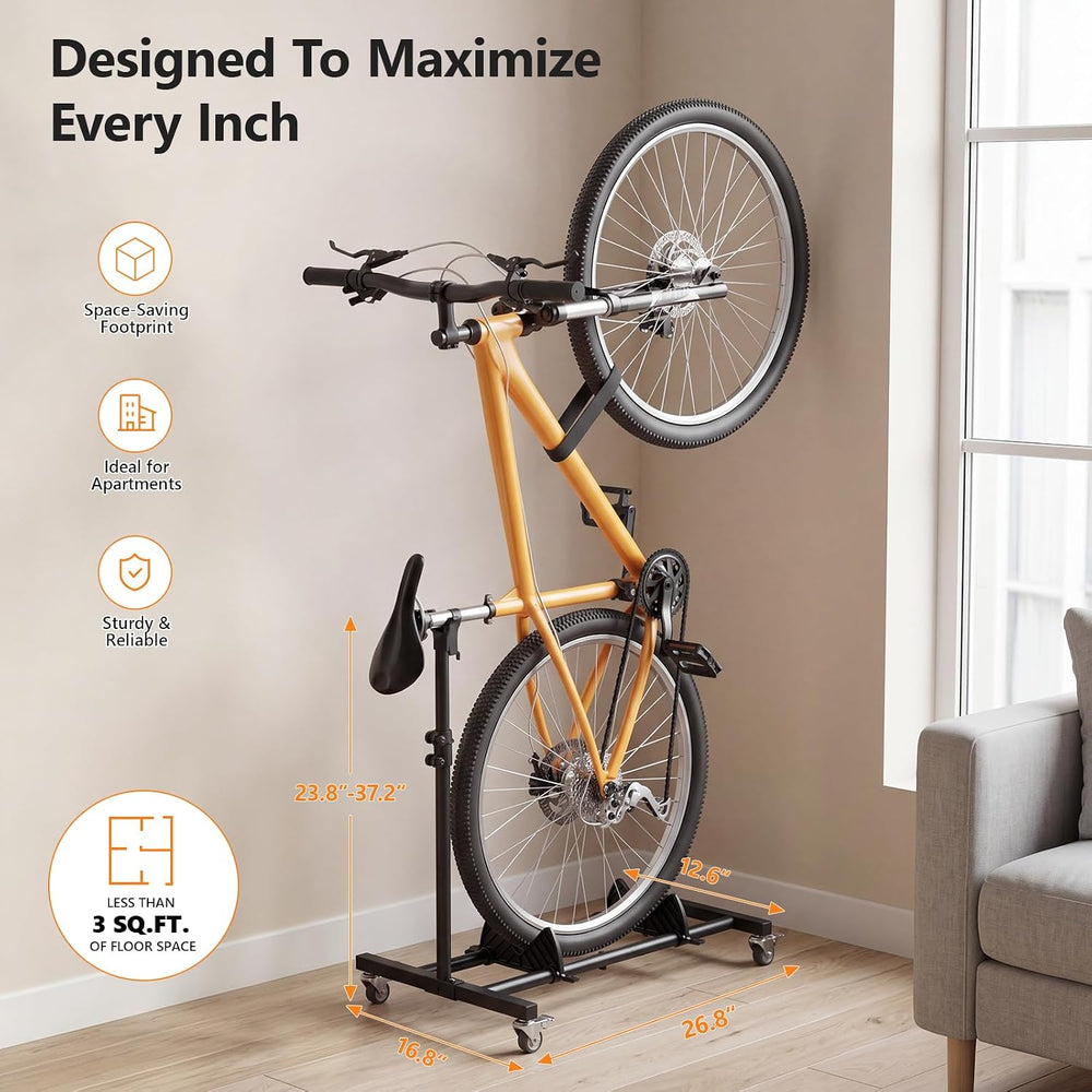Vertical Bike Stand, (2 Pack) Space Saving Indoor Bicycle Storage Rack with W...