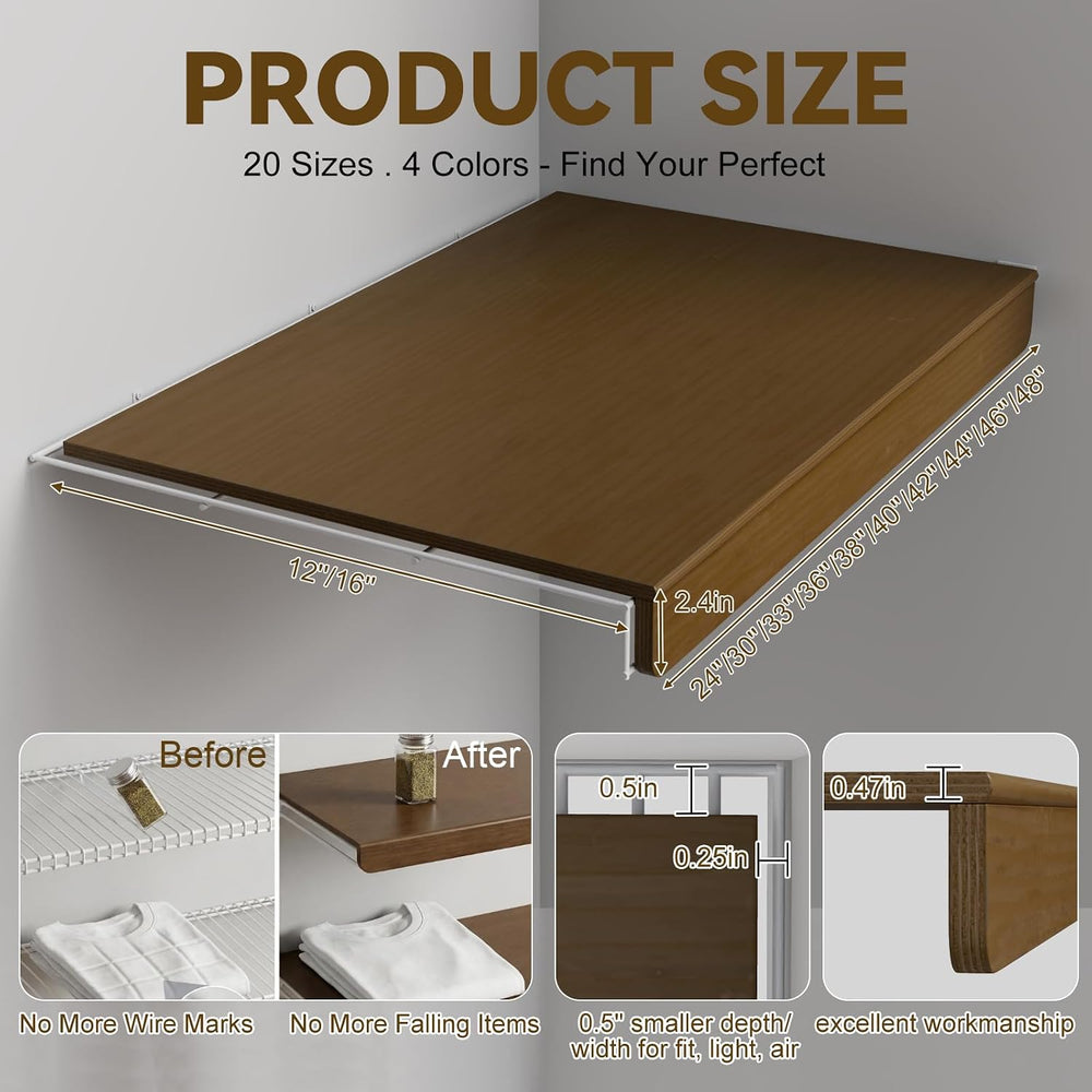 Wood 12x46 in 5-Pack wire rack cover is a anti-warp shelf liner for renters i...