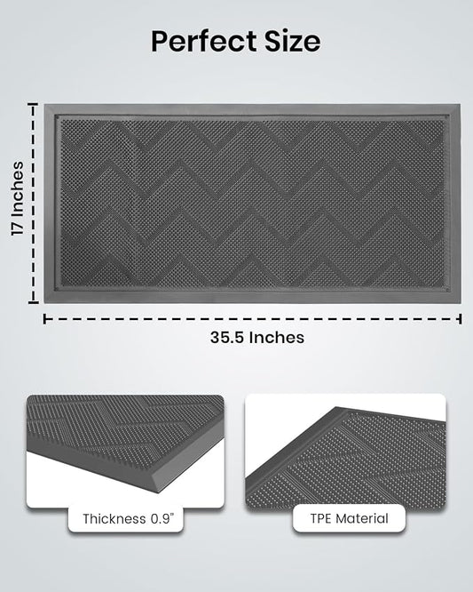 HAMARA Front Door Mat for Outside Entrance 35.5"x17" – Anti-Slip Dirt-Trapping - Image 2