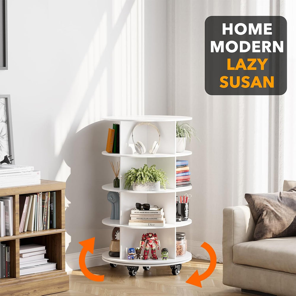 SpaceAid Spinning Shoe Rack with Wheels, 4 Tier Rotating Organizer Shoe Tower...