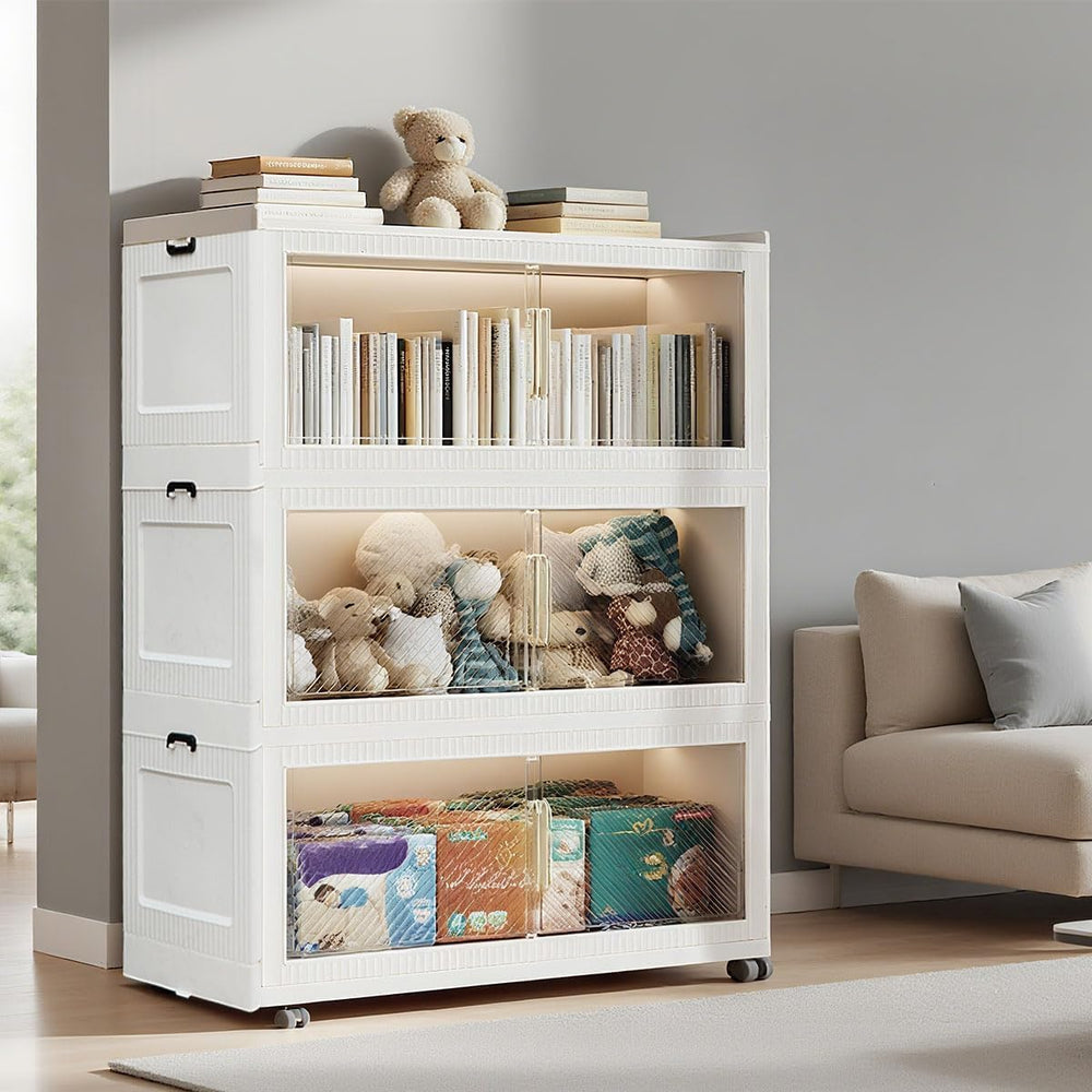 Stackable Storage Bins with Lid,147Gal Closet Organizers and Plastic Cabinets...