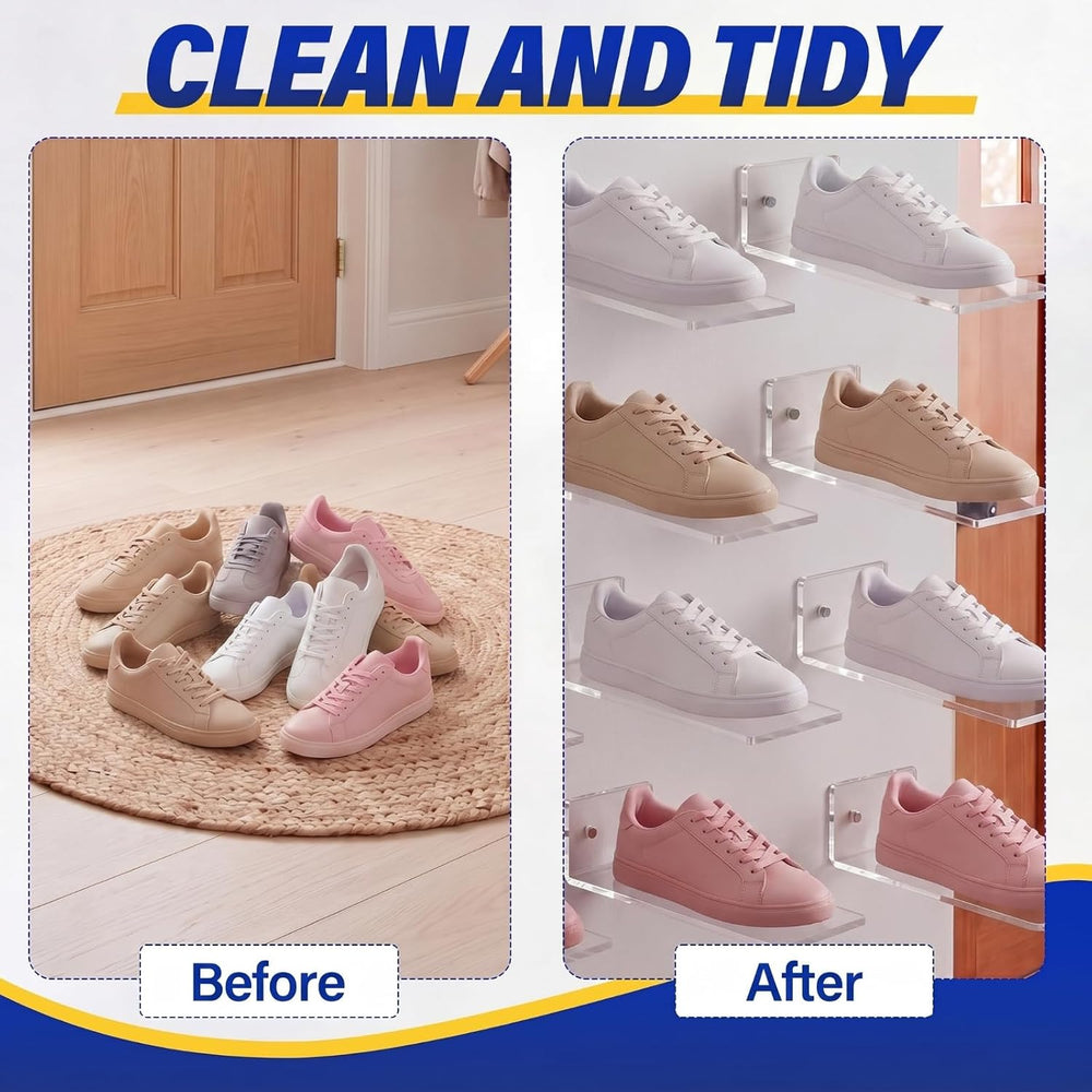 Treela 30 Pack Floating Shoe Display Shelf for Closet Acrylic Clear Shoe Wall...