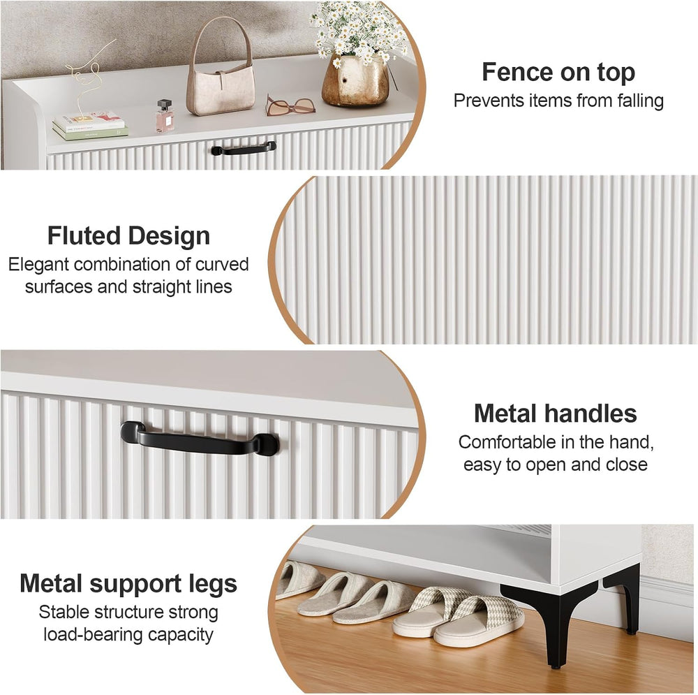 HIFYOBRO Narrow Shoe Storage Cabinet with 2 Flip Drawers for Entryway