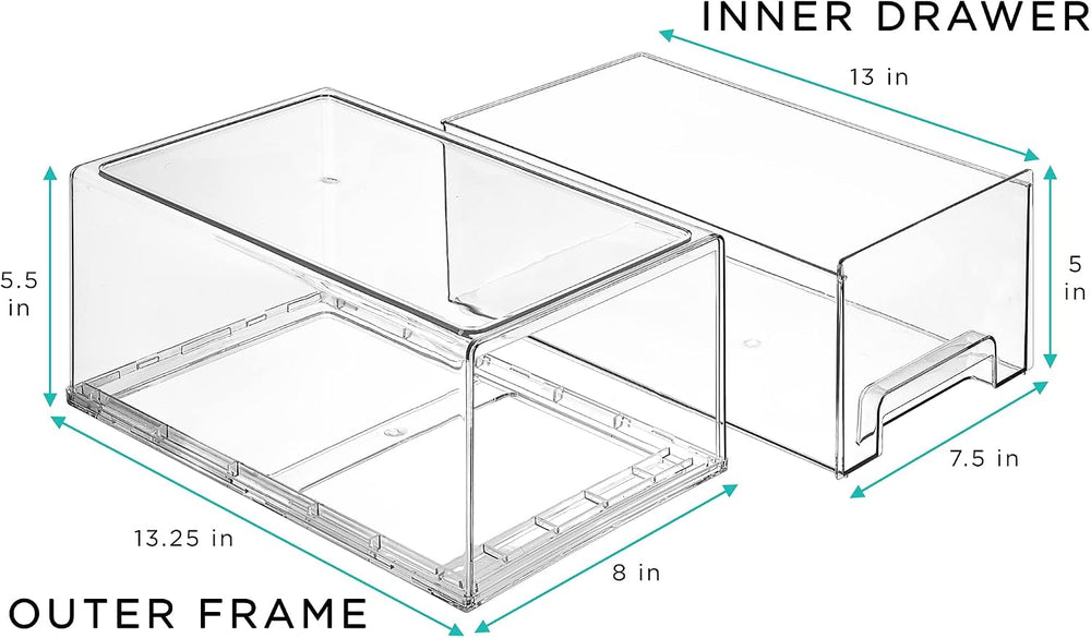 Sorbus Clear Storage Drawers for Refrigerator (Wide + Narrow Deep, 4 Pack)
